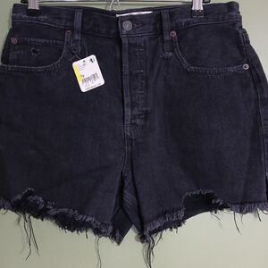 Free People Cut-Off Distressed 4" Denim Shorts in Washed Black Size 29 Nwt